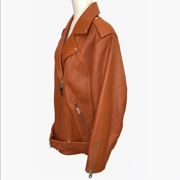 Mackage Jayda Oversized 100% Cow Leather Biker Jacket L/XL - Picture 9 of 17